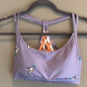 Marika Purple Sports Bra with Bird Print